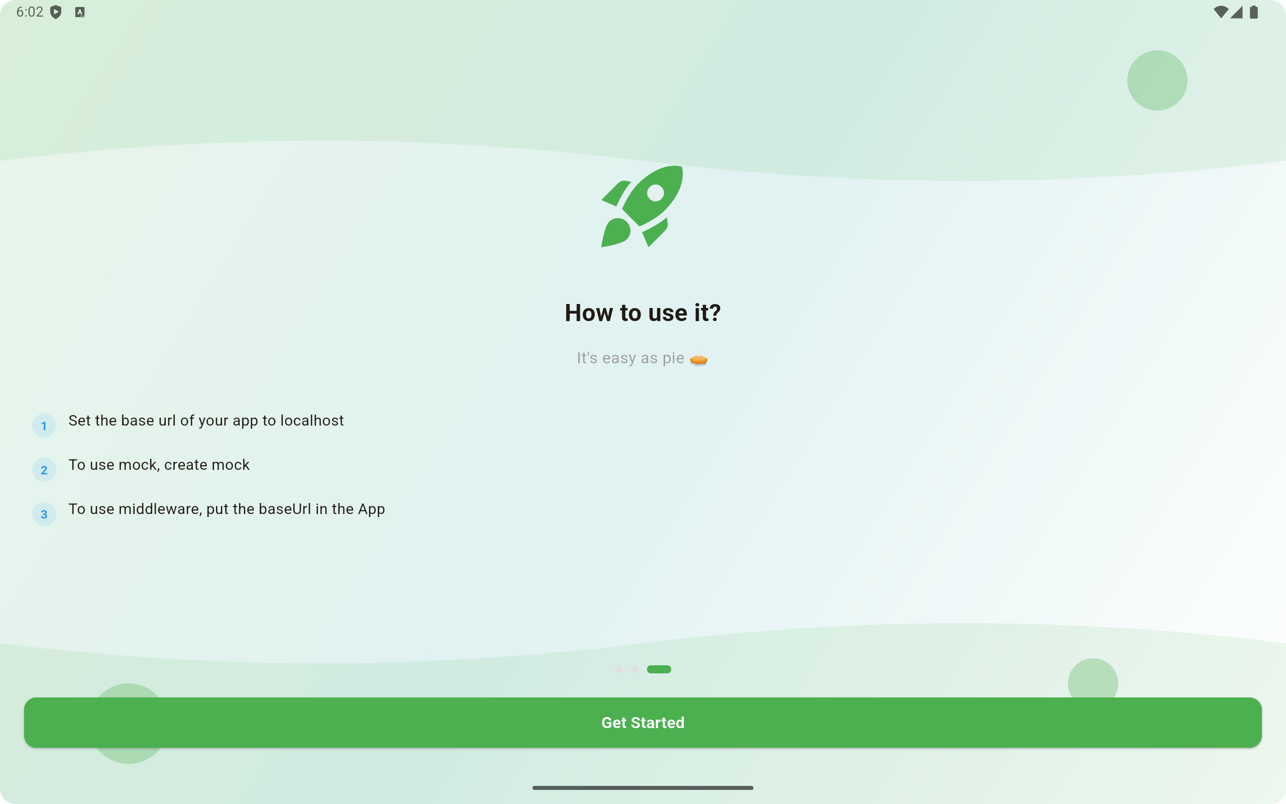 Onboarding steps explaining how to point your app at localhost